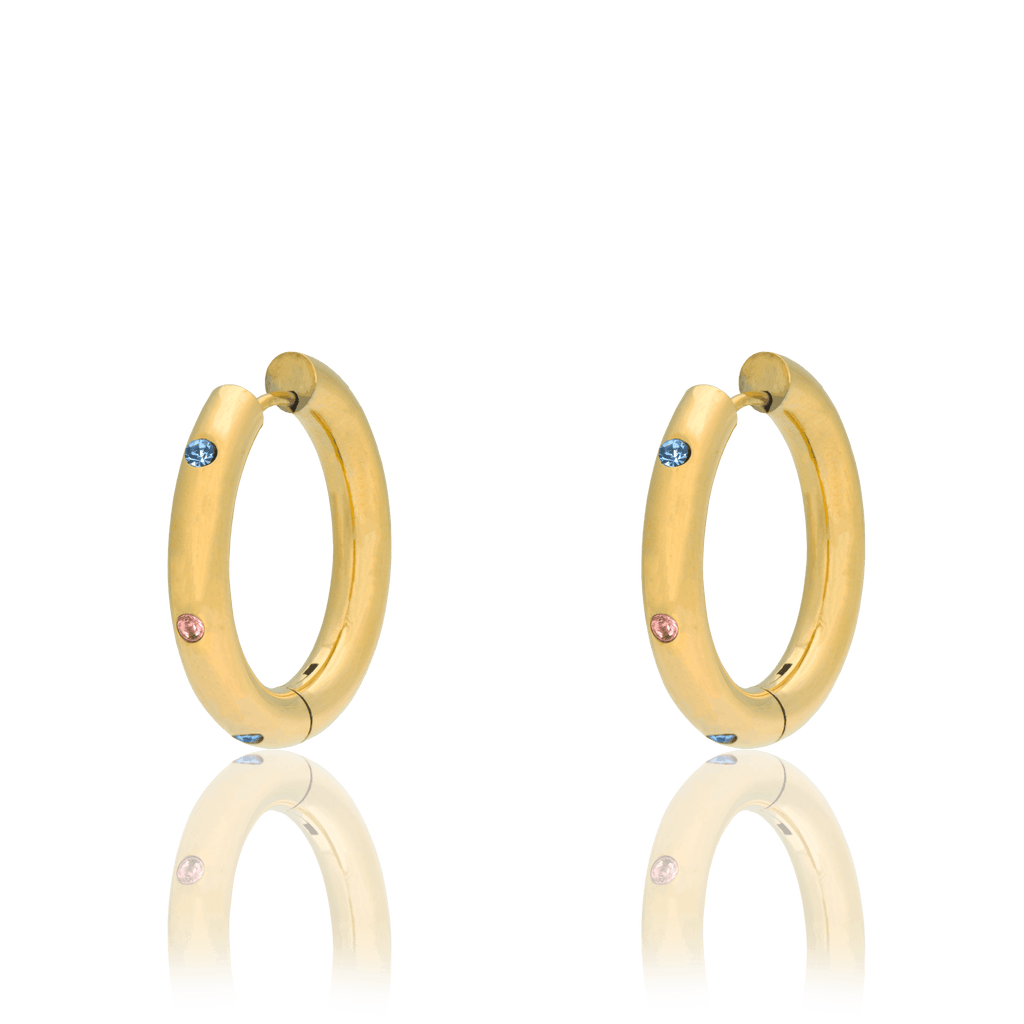 Gold Pastel Diamond Hoop Earrings - Somewhere Someday